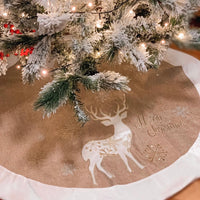 Burlap Reindeer Embroided Tree Skirt