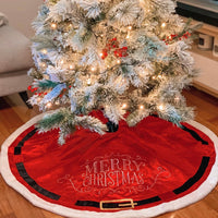 Merry Christmas Embroided Velvet Tree Skirt