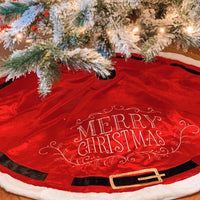 Merry Christmas Embroided Velvet Tree Skirt
