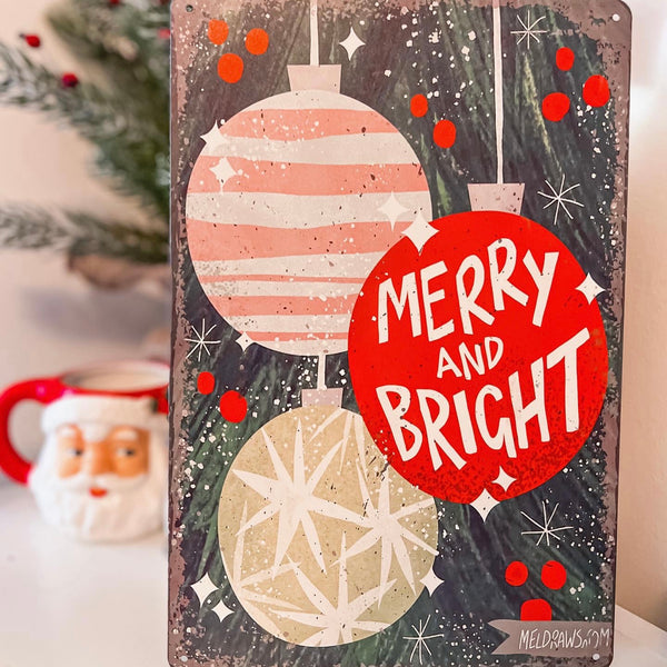 "Merry & Bright" Tin Sign